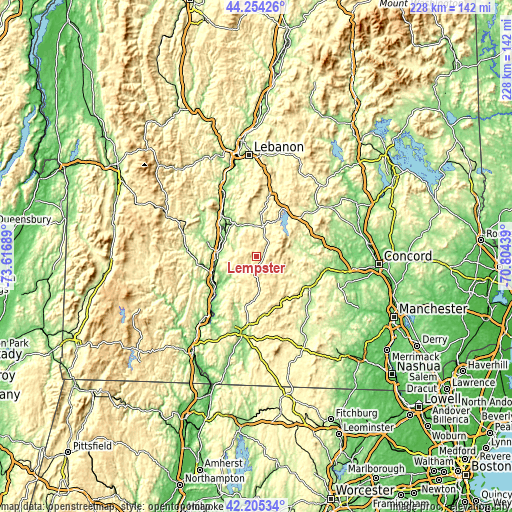 Topographic map of Lempster