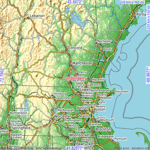 Topographic map of Londonderry