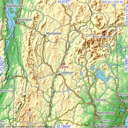 Topographic map of Lyme