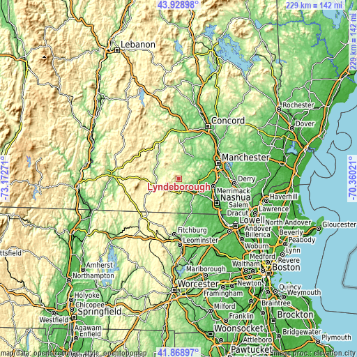 Topographic map of Lyndeborough