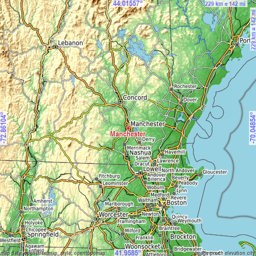 Topographic map of Manchester