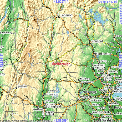 Topographic map of Marlborough