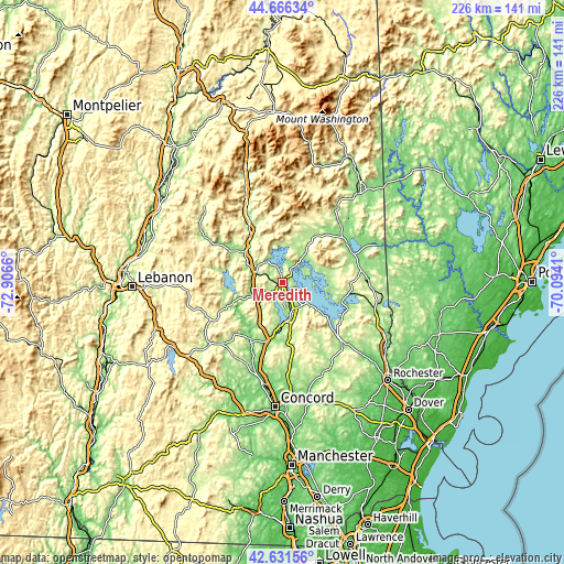 Topographic map of Meredith