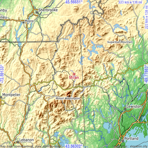 Topographic map of Milan