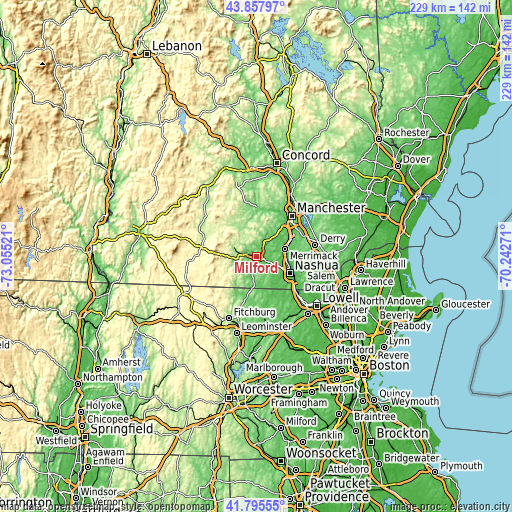 Topographic map of Milford