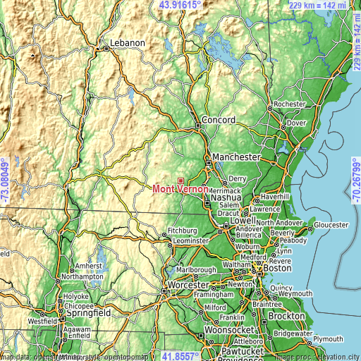 Topographic map of Mont Vernon