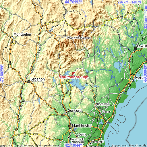 Topographic map of Moultonborough