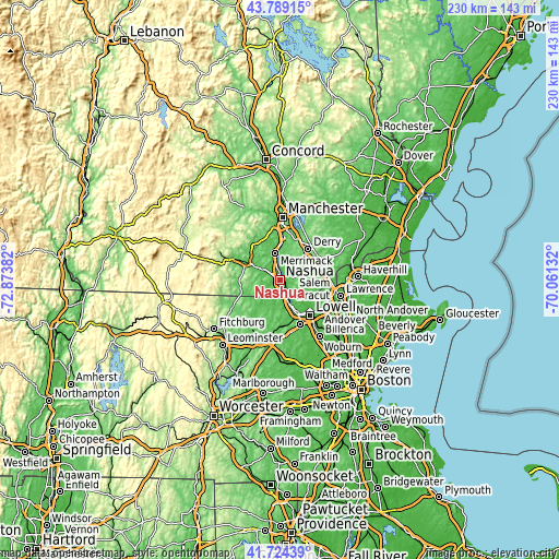 Topographic map of Nashua