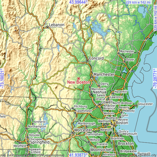 Topographic map of New Boston