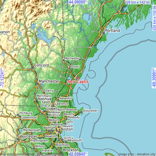 Topographic map of New Castle