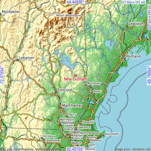 Topographic map of New Durham