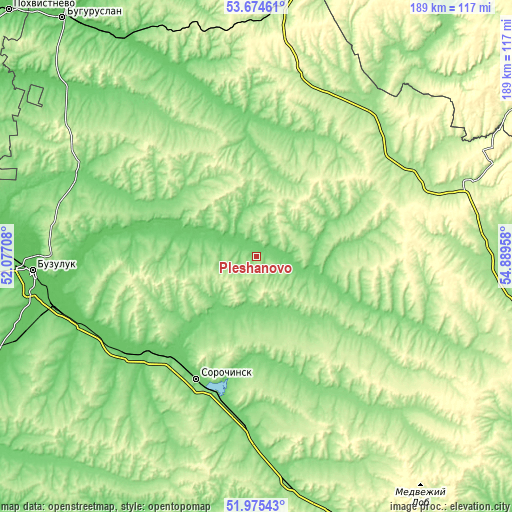 Topographic map of Pleshanovo