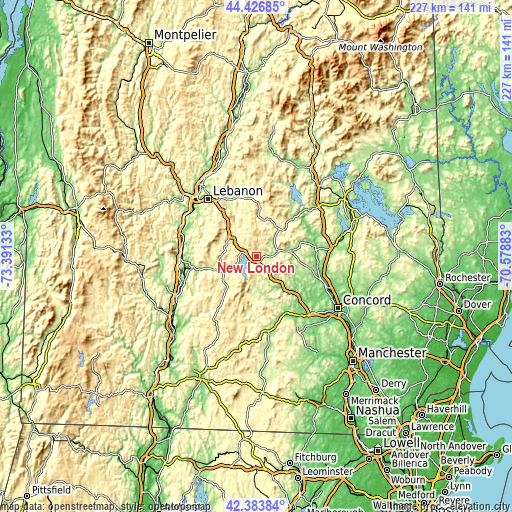 Topographic map of New London