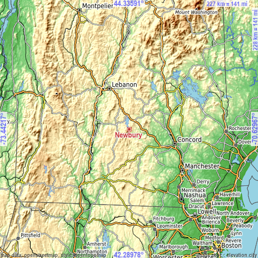 Topographic map of Newbury