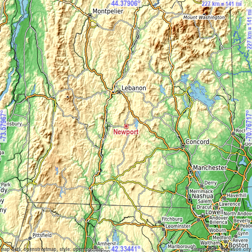 Topographic map of Newport