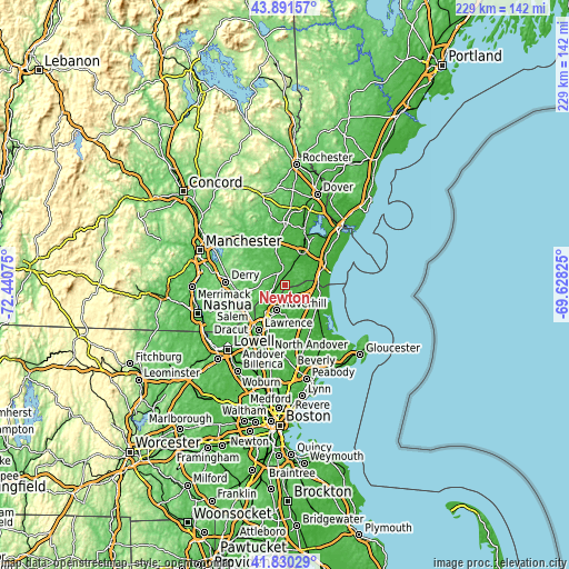 Topographic map of Newton