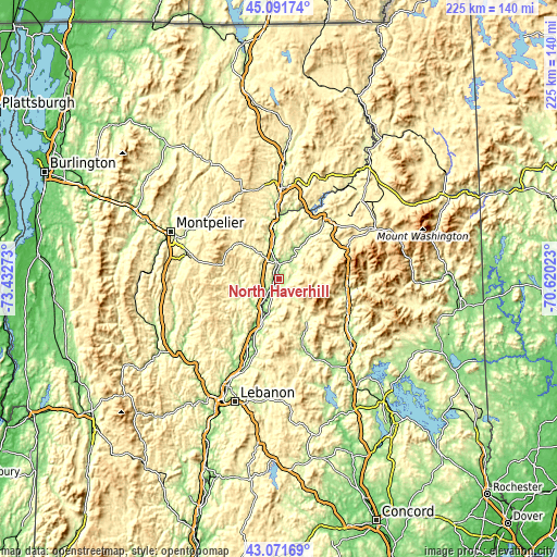 Topographic map of North Haverhill