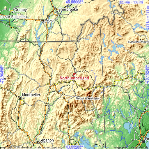 Topographic map of Northumberland