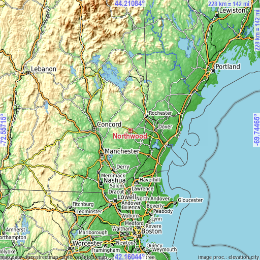 Topographic map of Northwood