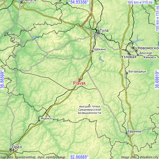 Topographic map of Plavsk