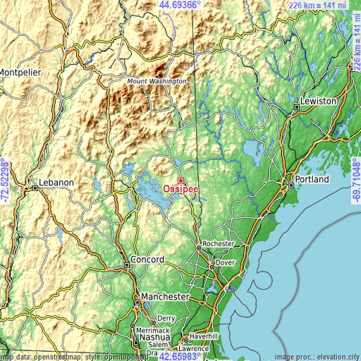 Topographic map of Ossipee