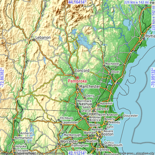 Topographic map of Pembroke