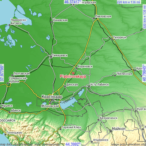 Topographic map of Platnirovskaya