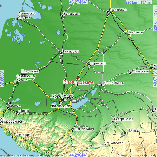 Topographic map of Plastunovskaya