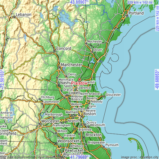 Topographic map of Plaistow