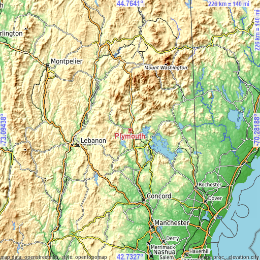 Topographic map of Plymouth