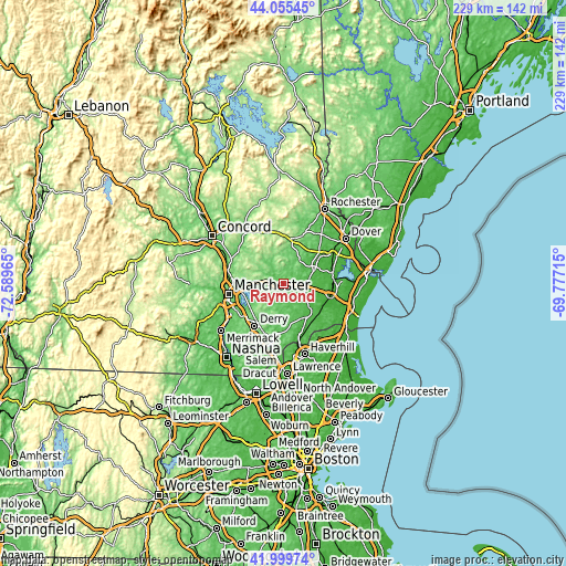 Topographic map of Raymond