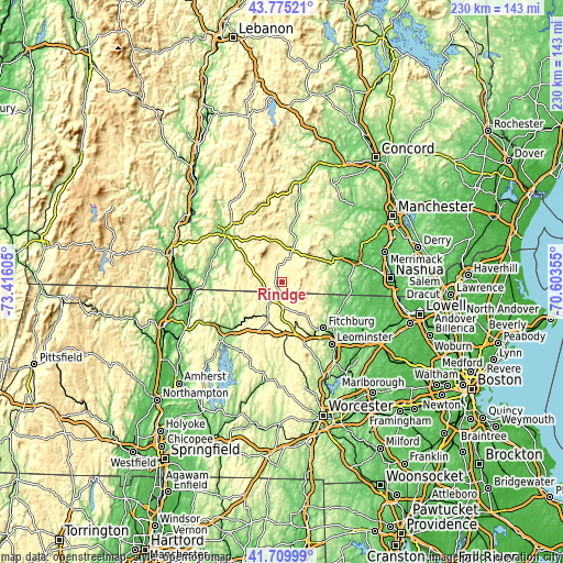 Topographic map of Rindge