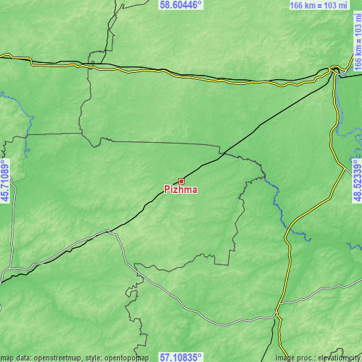 Topographic map of Pizhma