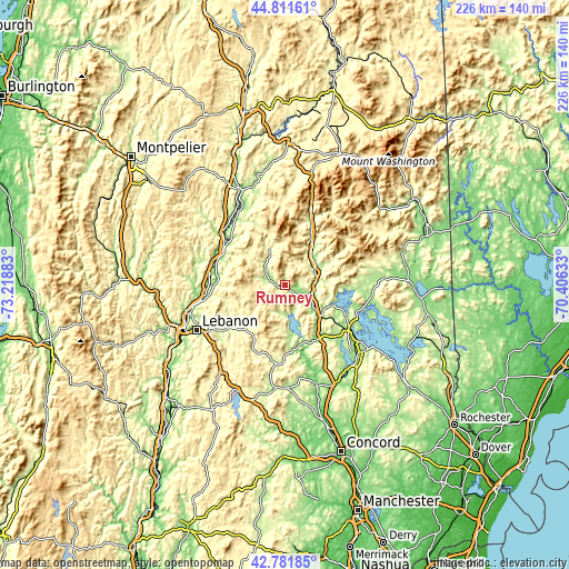 Topographic map of Rumney