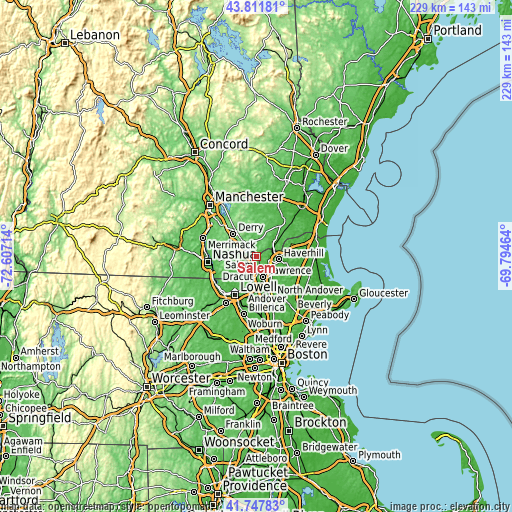 Topographic map of Salem