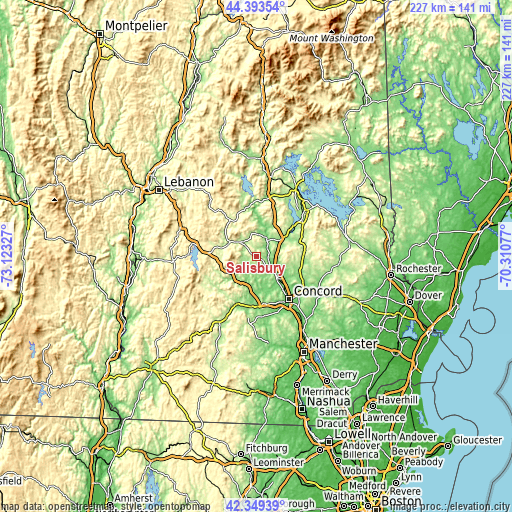 Topographic map of Salisbury