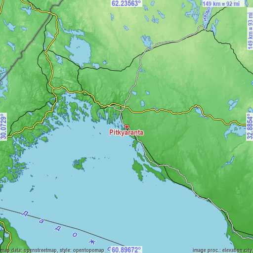 Topographic map of Pitkyaranta