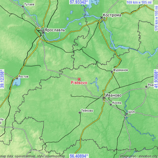 Topographic map of Pistsovo
