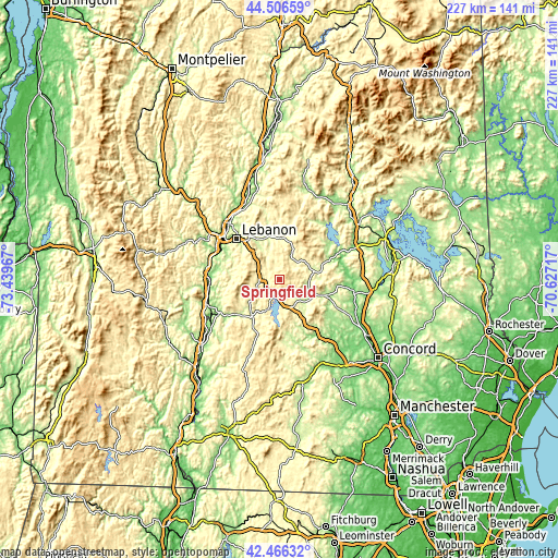 Topographic map of Springfield