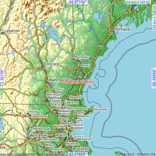 Topographic map of Stratham Station