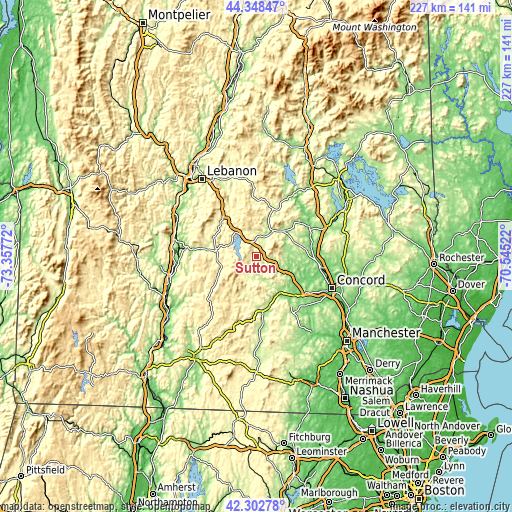 Topographic map of Sutton