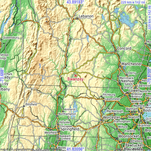 Topographic map of Swanzey