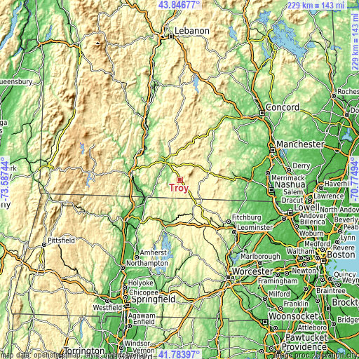 Topographic map of Troy