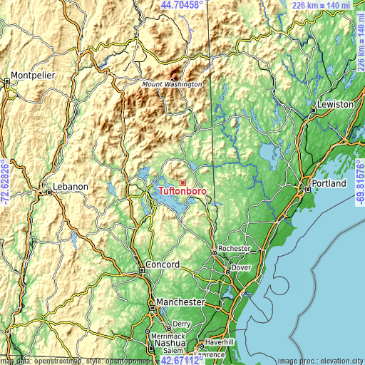 Topographic map of Tuftonboro