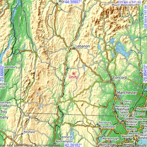 Topographic map of Unity