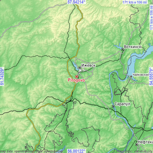 Topographic map of Pirogovo