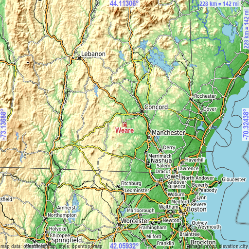 Topographic map of Weare