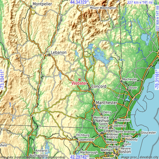 Topographic map of Webster