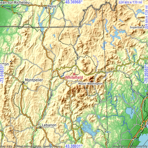 Topographic map of Whitefield