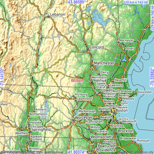 Topographic map of Wilton